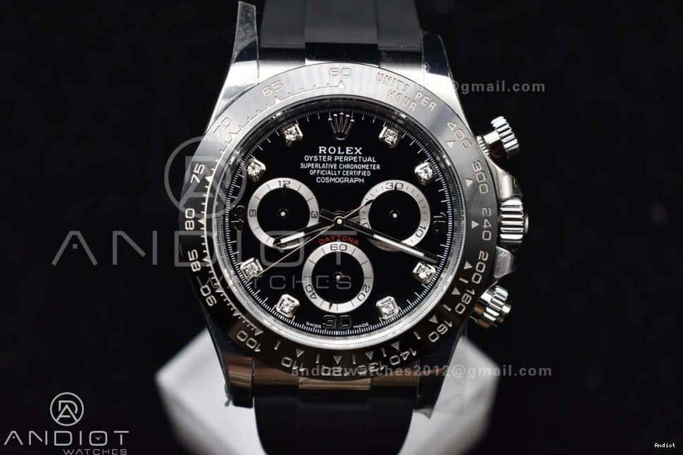 on Black Daytona Diamonds Best Edition Rubber 116519 Oysterflex Dial SA4130 BTF 1:1 Strap 1126